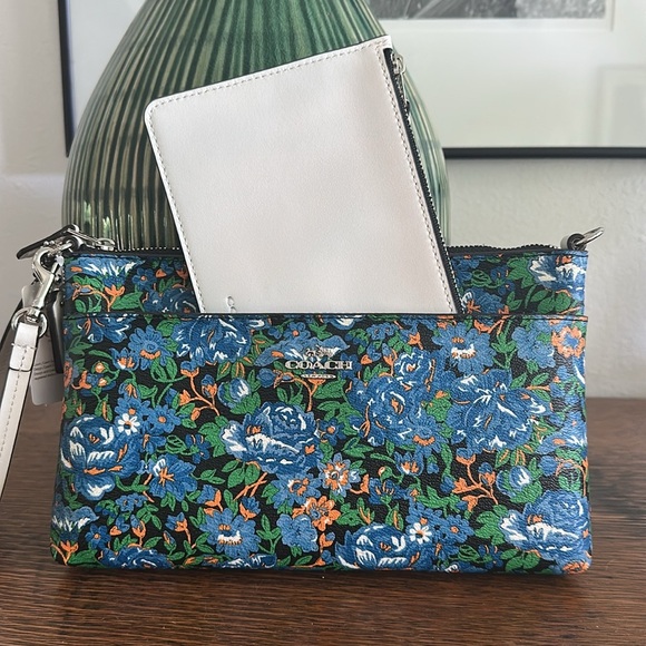 Coach Lyla Rose Blue Floral Clutch Wristlet